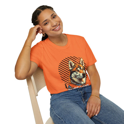 Pure Love Unisex Softstyle T-Shirt - Orange Dog Design