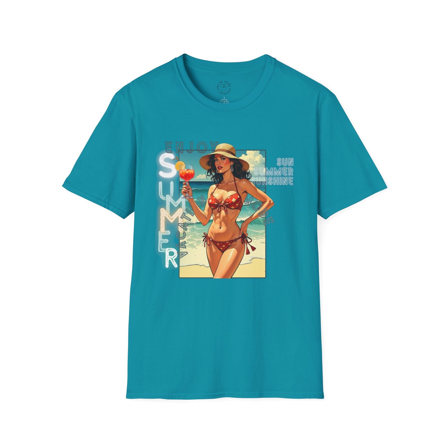 Enjoy Summer Vintage T-Shirt - Unisex Softstyle Tee for Beach Lovers