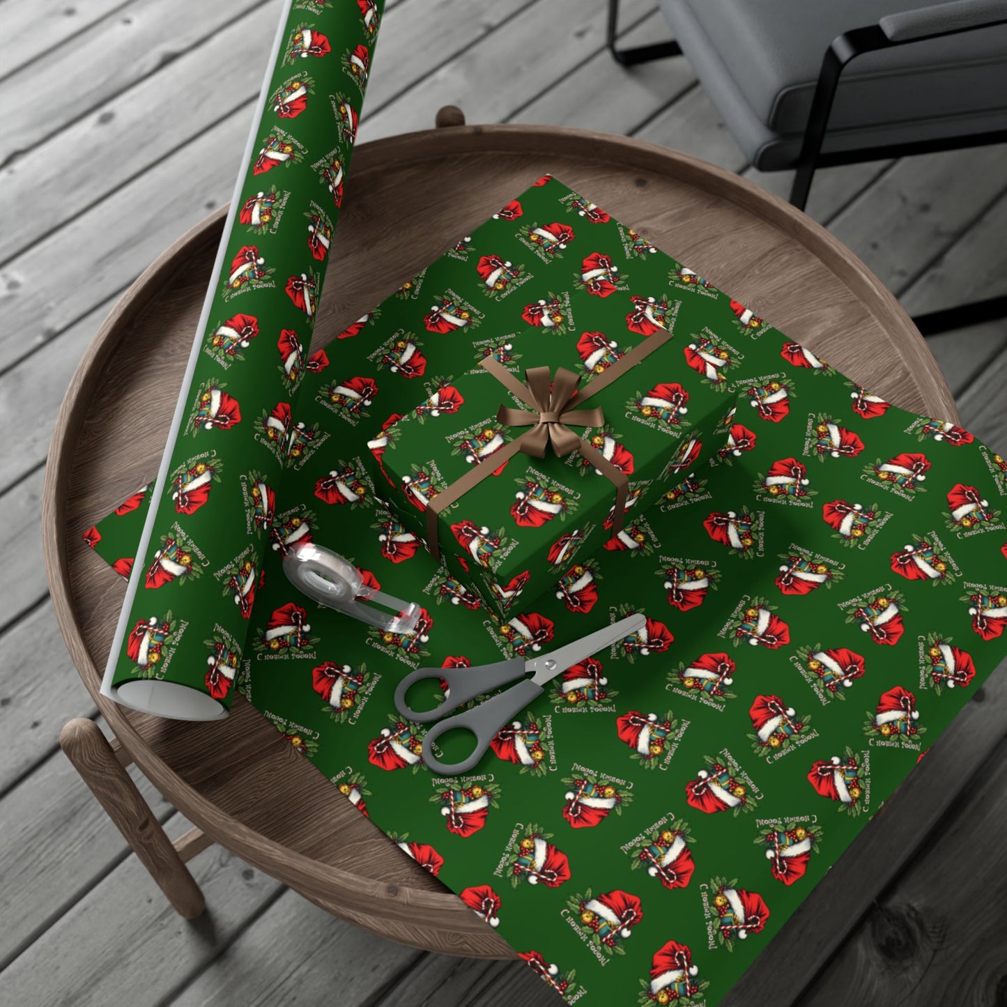Christmas Santa Gift Wrap Paper — Festive Green Holiday Wrapping Sheets