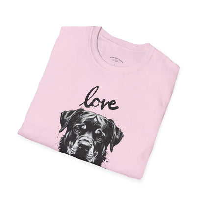 Love Rottweiler T-Shirt — Vintage Black Dog Portrait Tee for Dog Lovers