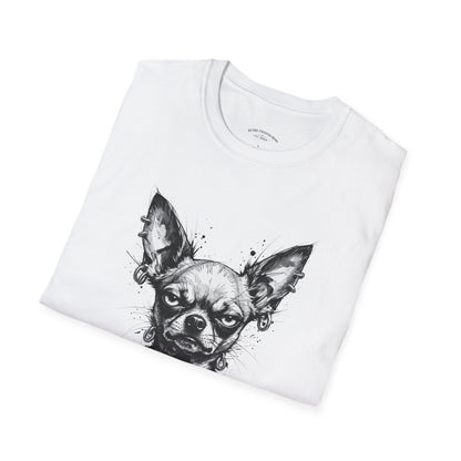 Chihuahua Portrait T‑Shirt — Expressive Black & White Dog Art Tee
