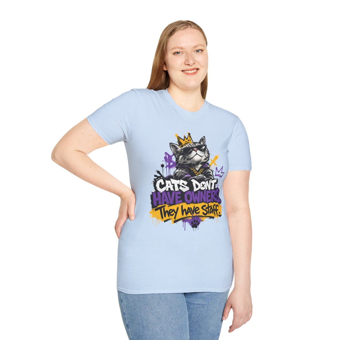 Cat Graphic Tee — "Cats Don't Have Owners They Have Staff"