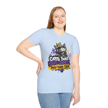 Cat Graphic Tee — "Cats Don't Have Owners They Have Staff"