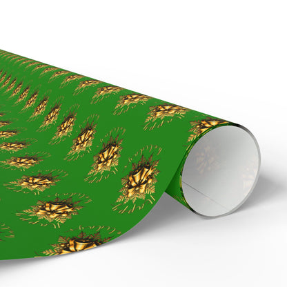 Wrapping Paper — Green Poinsettia Pattern Holiday Gift Wrap