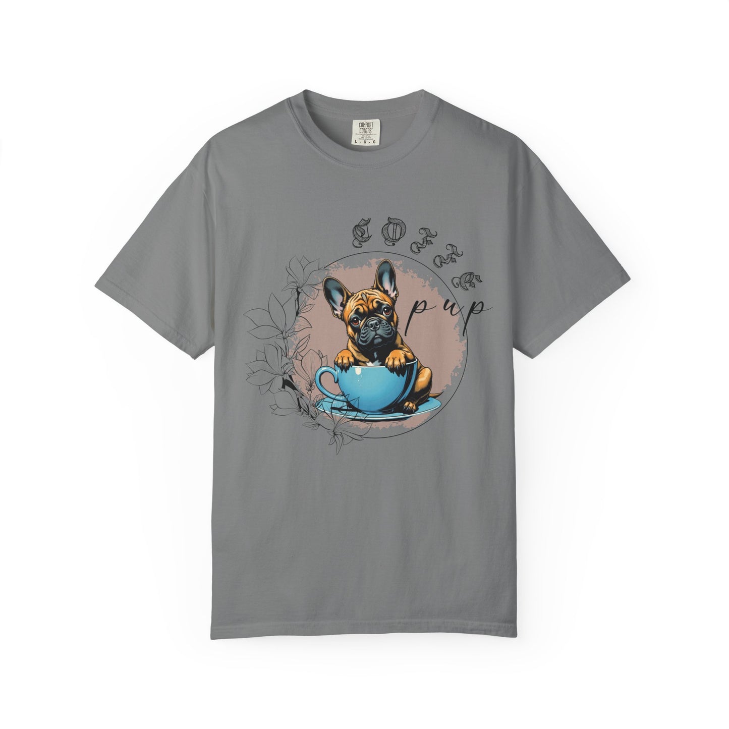 Cute French Bulldog Coffee T-Shirt - Unisex Garment-Dyed Tee