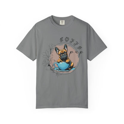 Cute French Bulldog Coffee T-Shirt - Unisex Garment-Dyed Tee