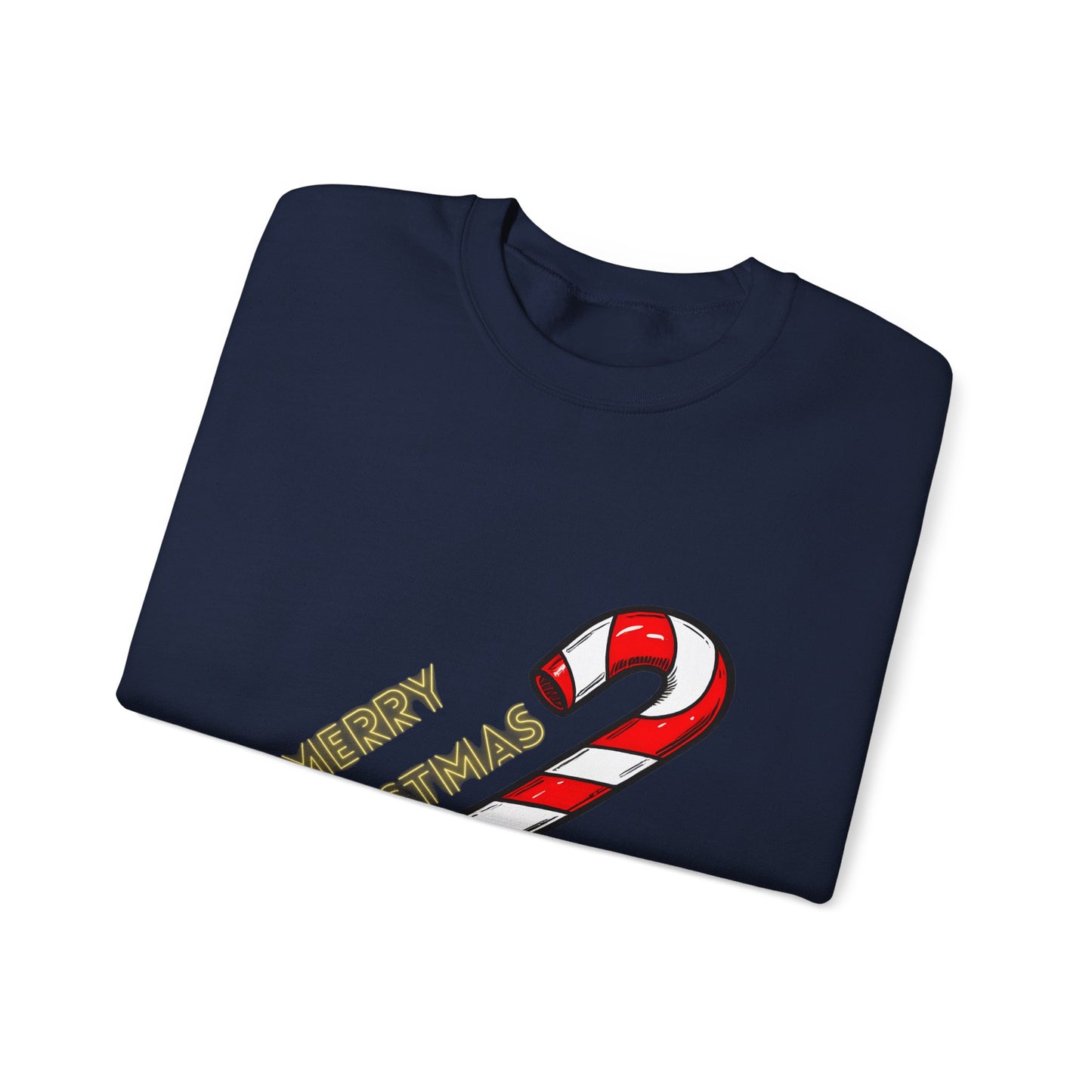 Christmas Candy Cane Crewneck Sweatshirt — "Merry Christmas" Holiday Sweater