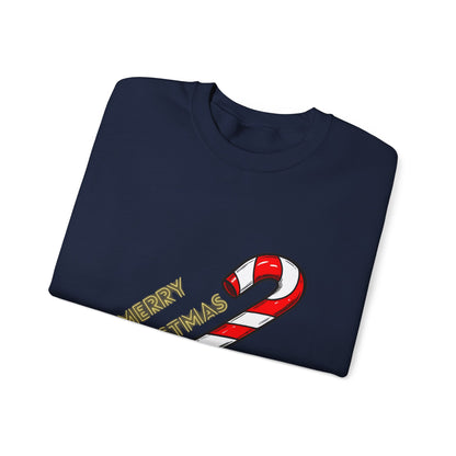 Christmas Candy Cane Crewneck Sweatshirt — "Merry Christmas" Holiday Sweater
