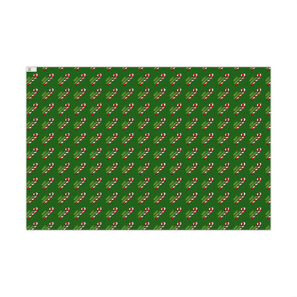 Candy Cane Holiday Gift Wrap Paper — Festive Green Christmas Wrapping Sheets