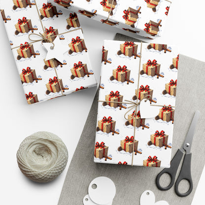 Wrapping Paper — Festive Gift Stack Pattern with Red Bows