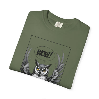 Owl Graphic T-Shirt — 'WOW!' Illustrated Night Owl Tee