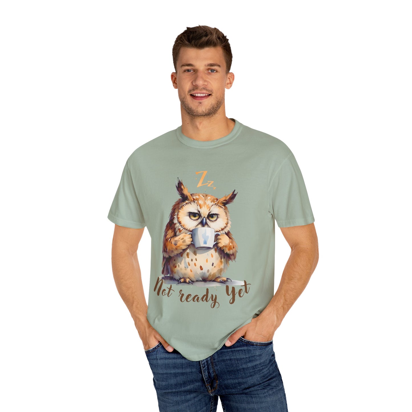 Not Ready Yet Owl T-Shirt — Cute Coffee Morning Graphic Tee