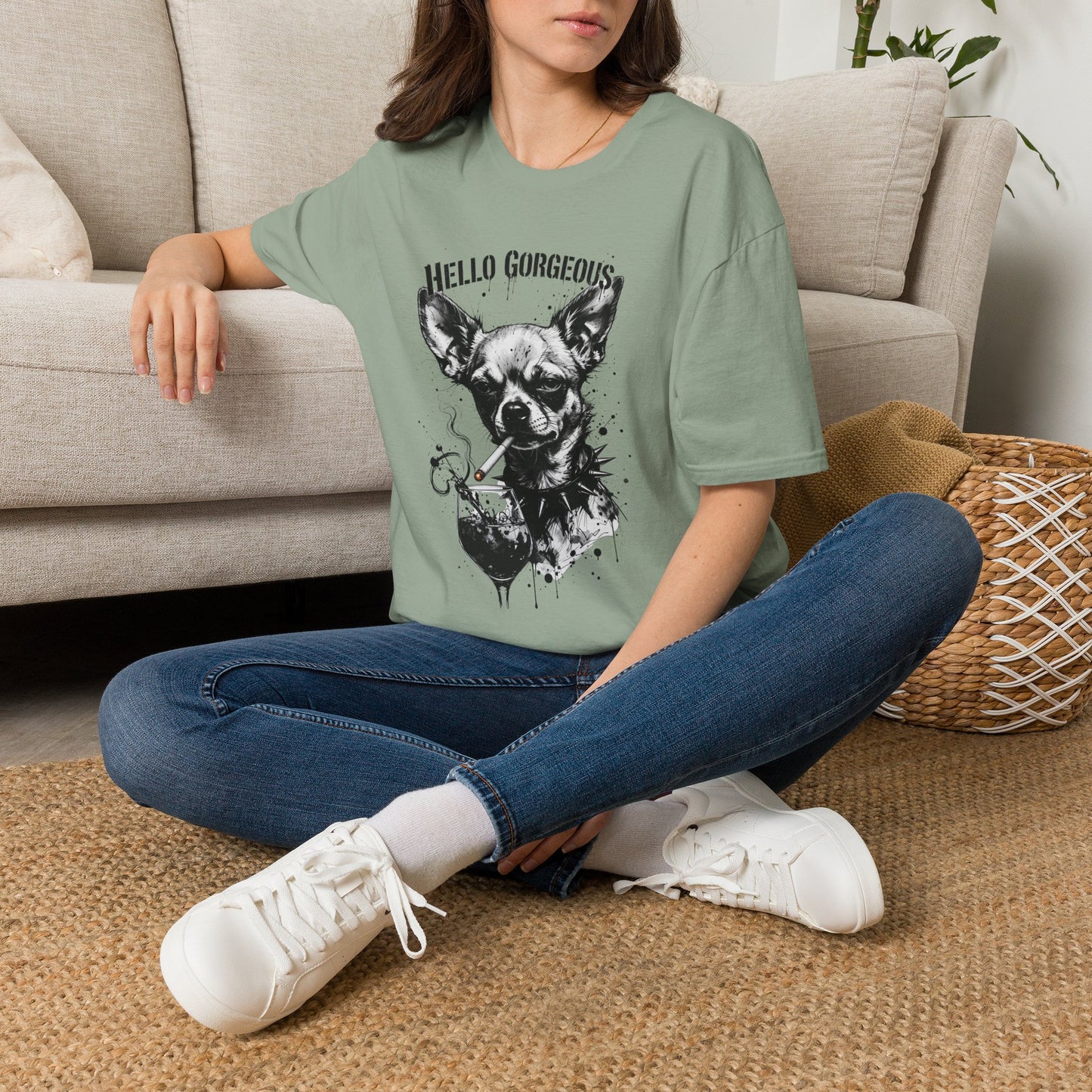 Chihuahua 'Hello Gorgeous' Tee - Cute Dog Graphic T-Shirt