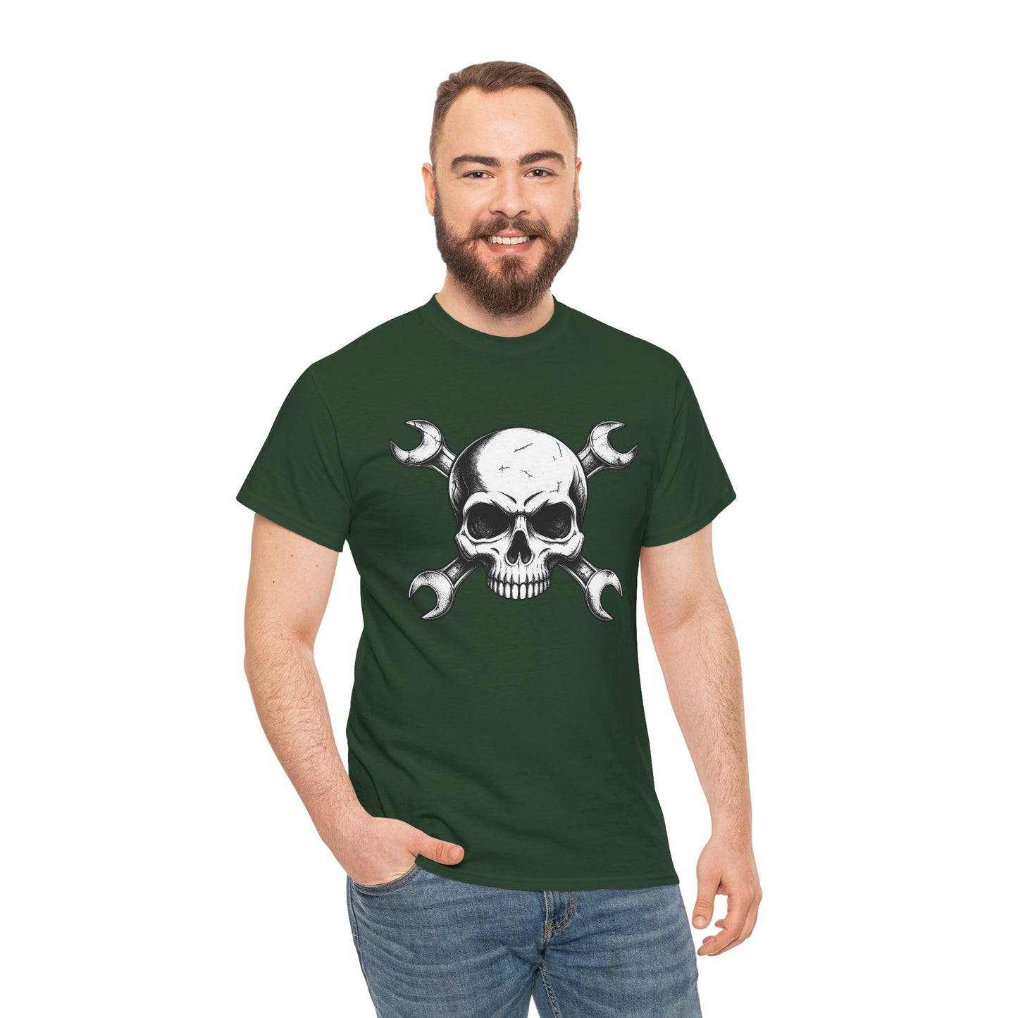 Mechanic Skull Tee — Wrench Crossbones Graphic T-Shirt