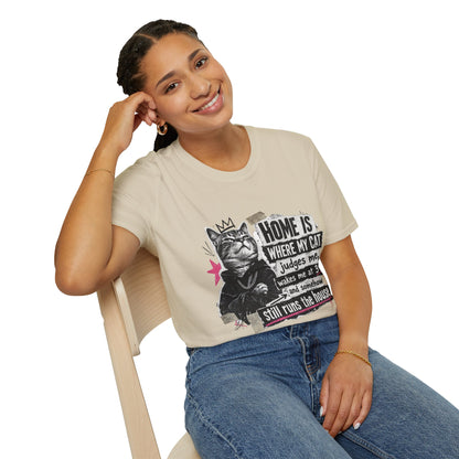 Cat T-Shirt — "Home Is Where My Cat Judges Me" Funny Graphic Tee