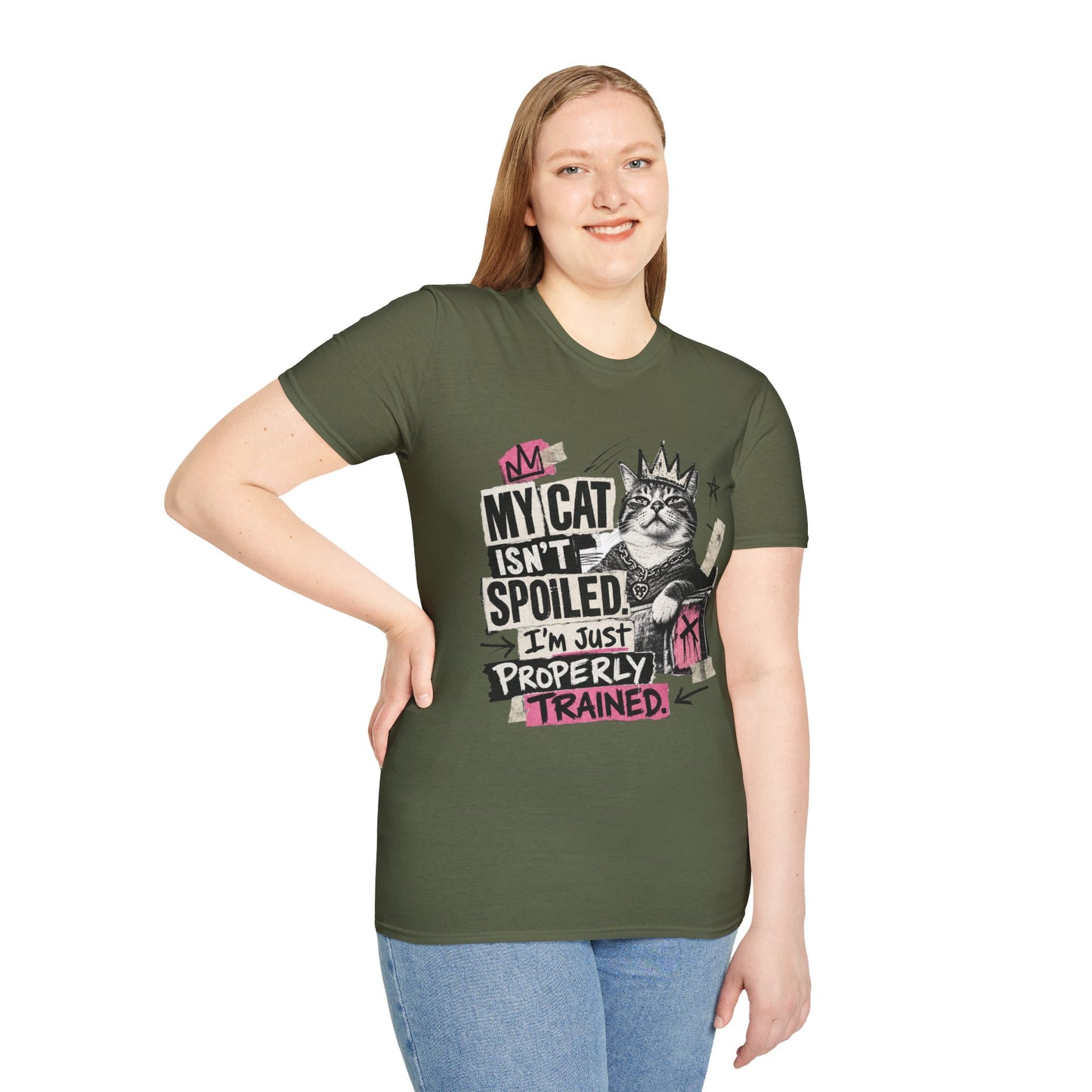 Cat T-Shirt — “My Cat Isn’t Spoiled, I’m Just Properly Trained” Graphic Tee
