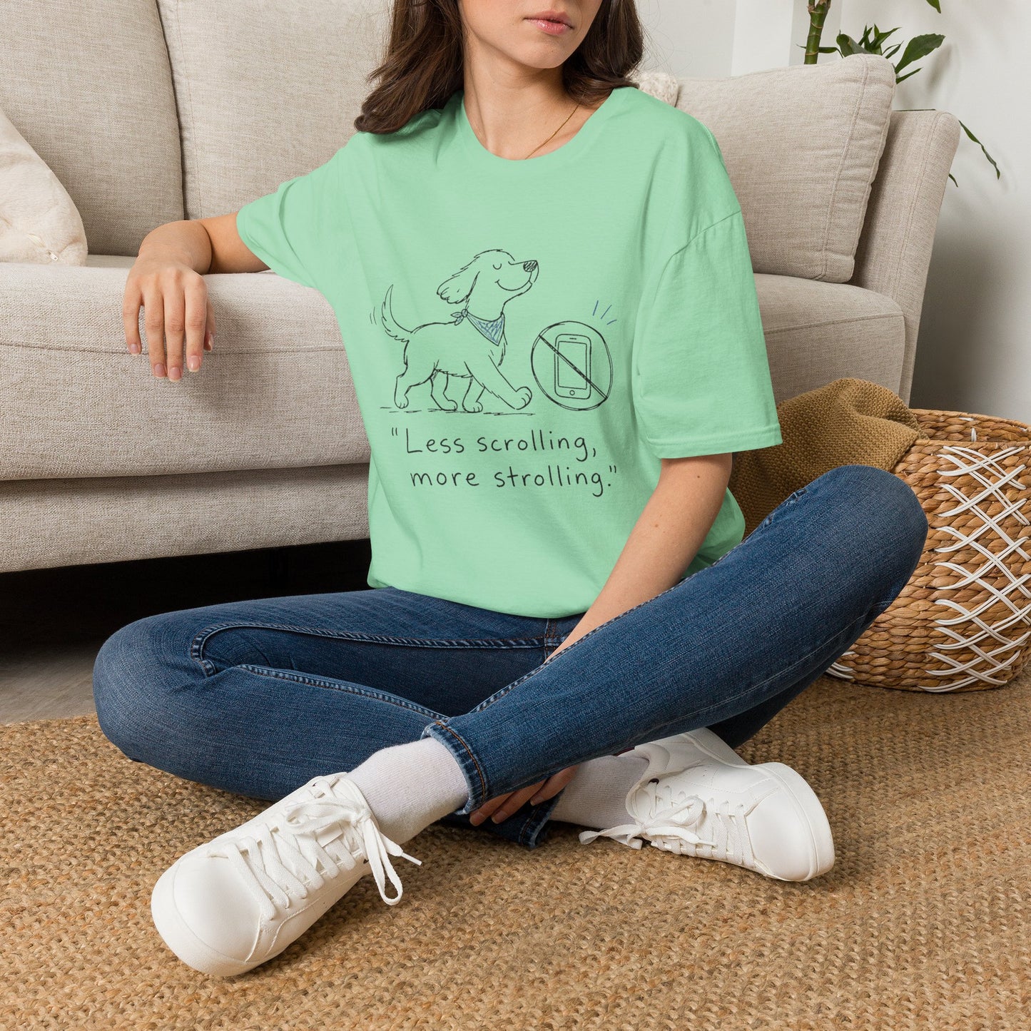 Less Scrolling, More Strolling Dog T-Shirt