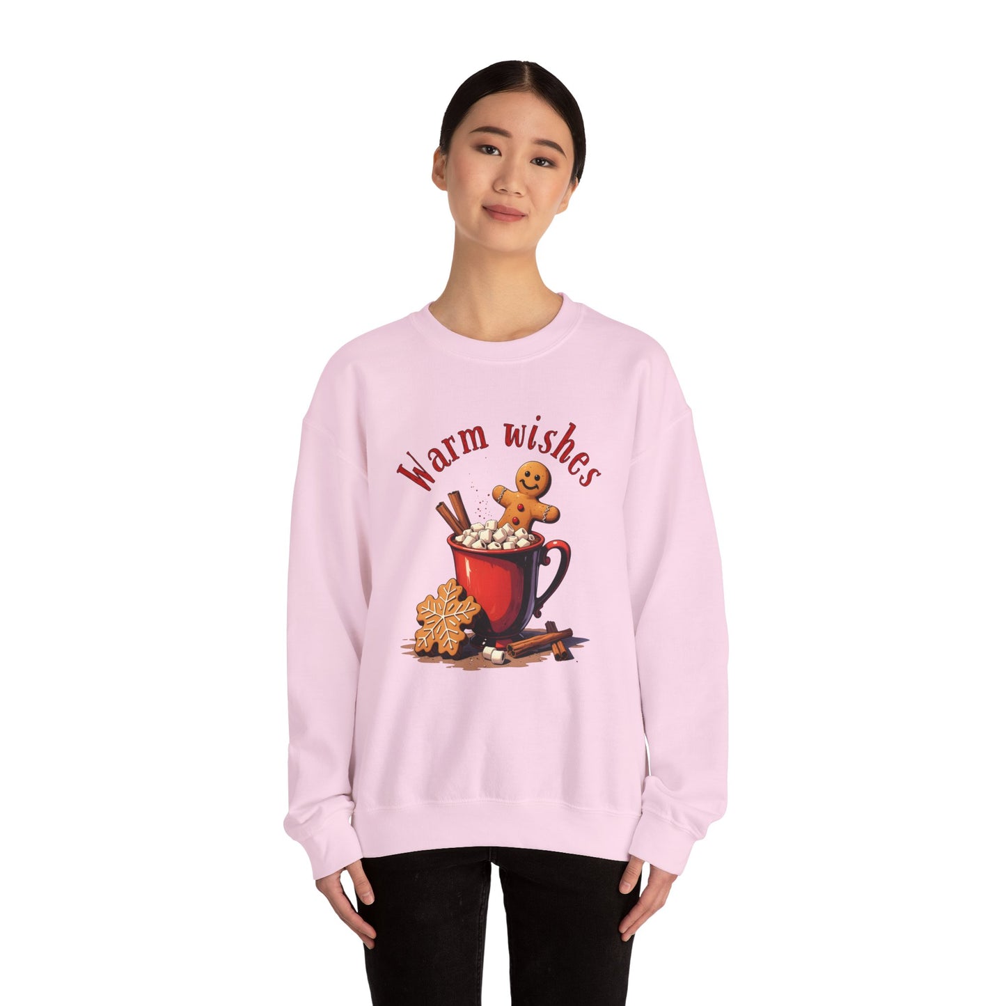 Crewneck Sweatshirt — "Warm Wishes" Hot Cocoa & Gingerbread Holiday Design