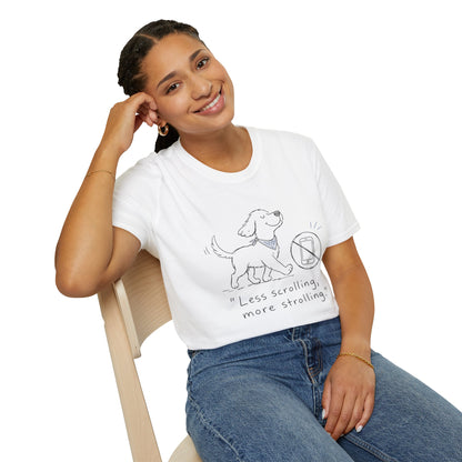 Less Scrolling, More Strolling Dog T-Shirt