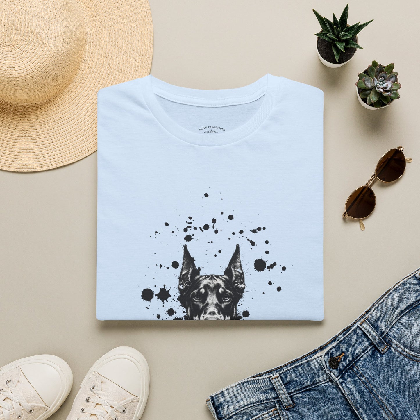 Doberman Ink Splatter T-Shirt