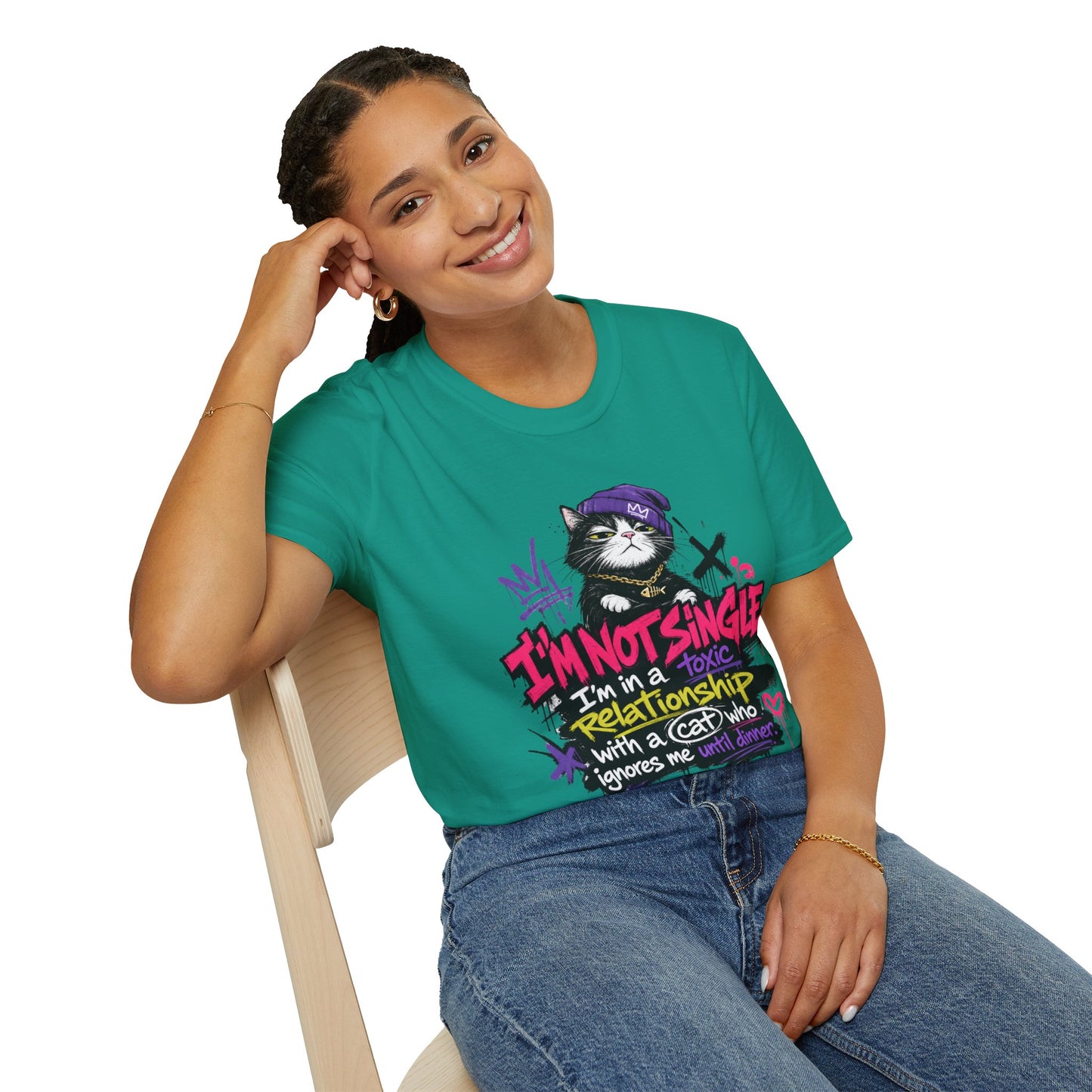 T‑Shirt — “I’m Not Single: I’m in a Toxic Relationship with a Cat” Graphic Tee