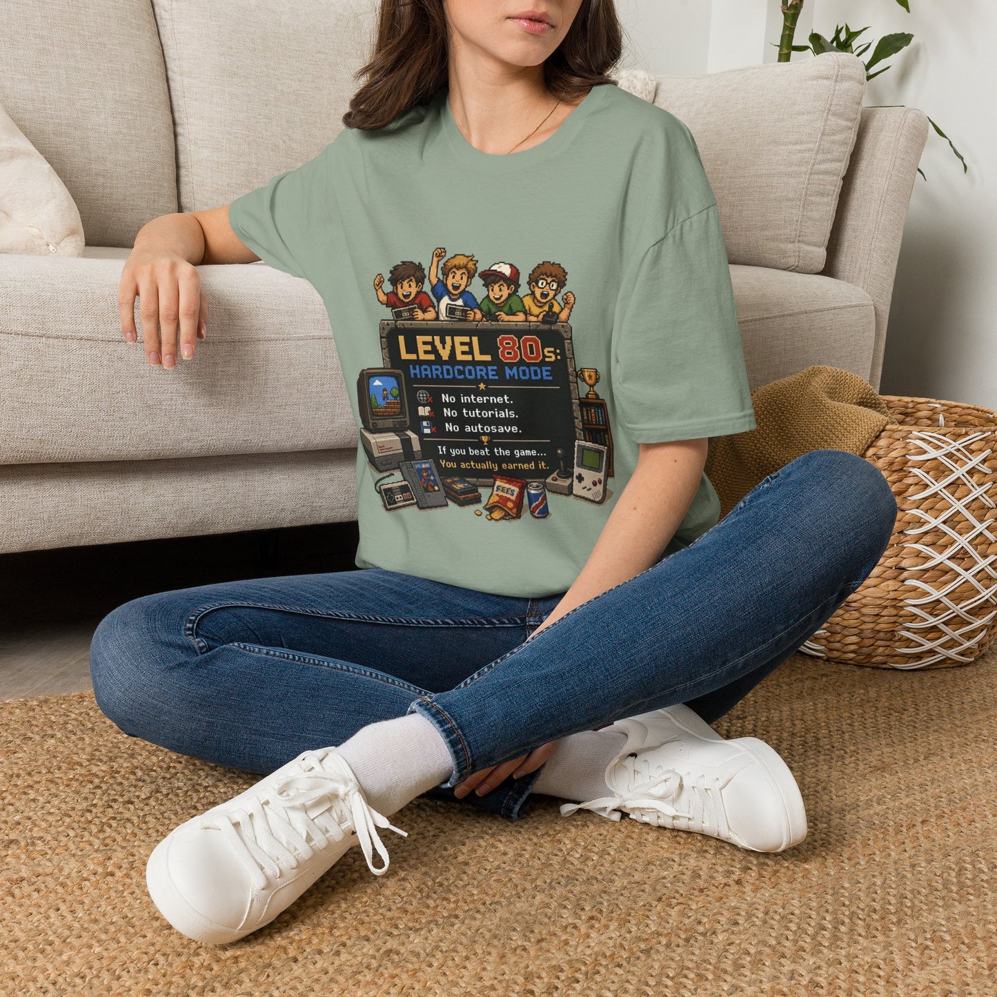 80s Level Up T-Shirt — 'Level 80s: Hardcore Mode' Retro Gaming Tee