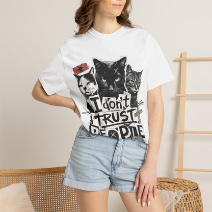 I Don’t Trust People Cat T-Shirt — Grunge Graphic Tee for Cat Lovers
