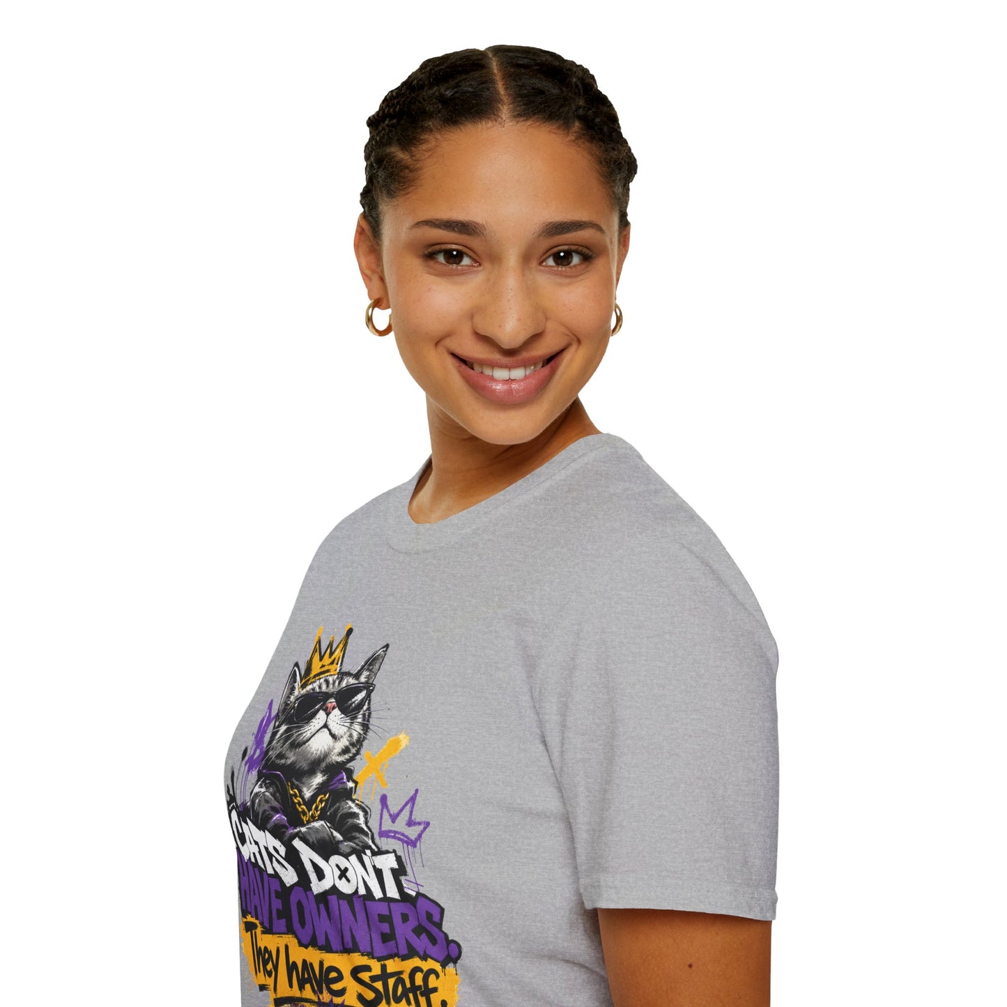 Cat Graphic Tee — "Cats Don't Have Owners They Have Staff"