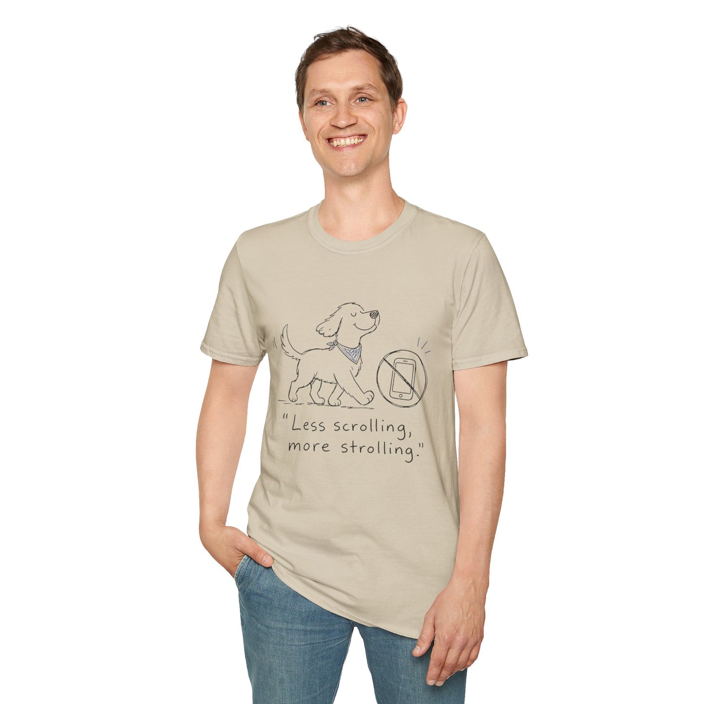 Less Scrolling, More Strolling Dog T-Shirt