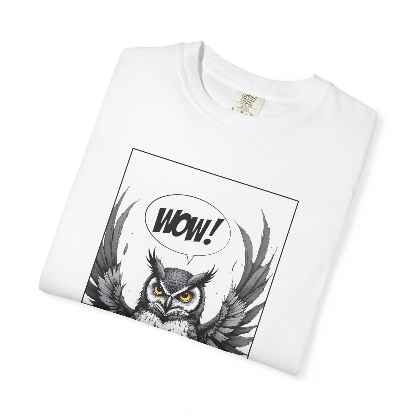 Owl Graphic T-Shirt — 'WOW!' Illustrated Night Owl Tee