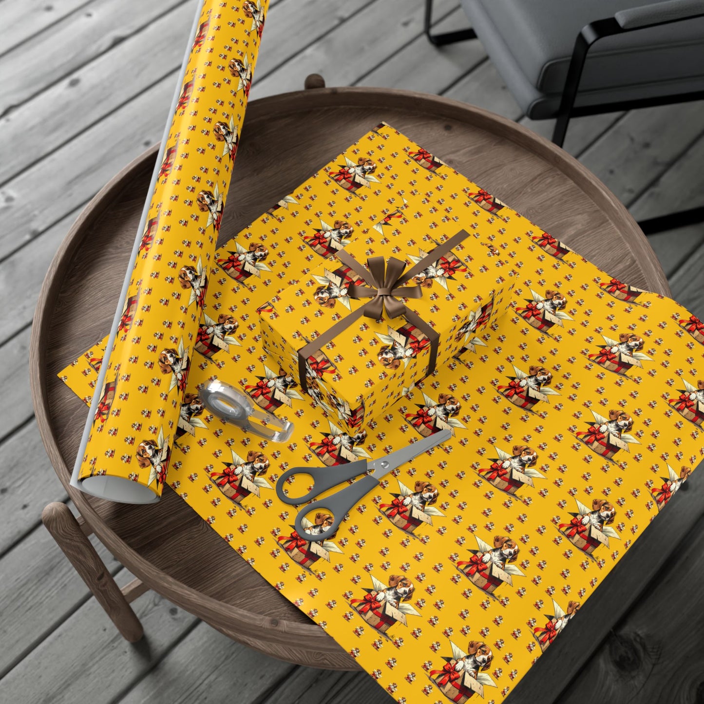 Dog & Gift Pattern Gift Wrap Paper — Cute Puppy Present Wrapping Sheets