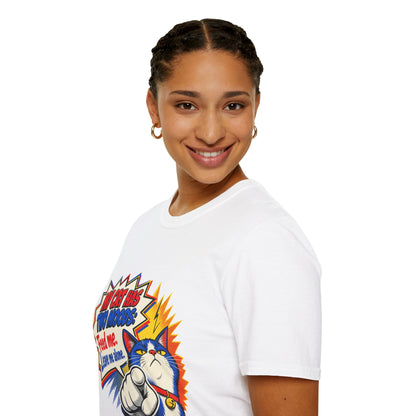 Cat T-Shirt — "My Cat Has Two Moods: Feed Me, Leave Me Alone" Funny Retro Comic Tee