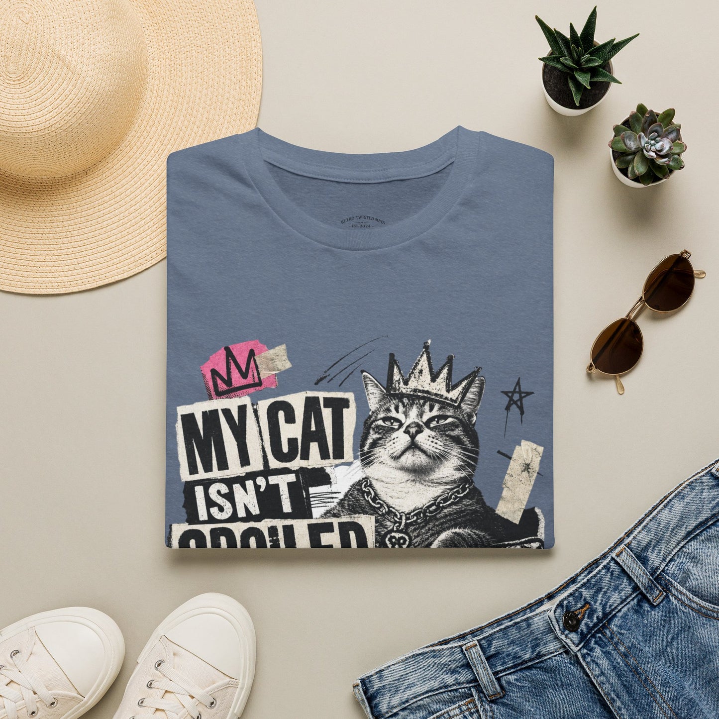 Cat T-Shirt — “My Cat Isn’t Spoiled, I’m Just Properly Trained” Graphic Tee
