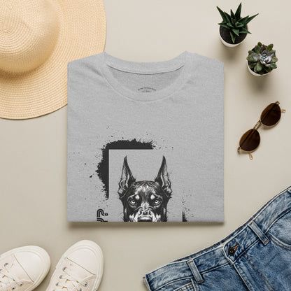Doberman Portrait T‑Shirt — Bold Black Ink Dog Graphic