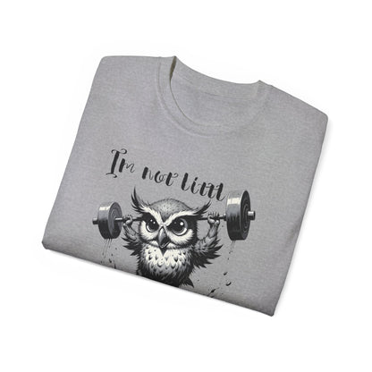 Compact Owl Weightlifting T‑Shirt — "I’m not tiny, I’m Compact!"