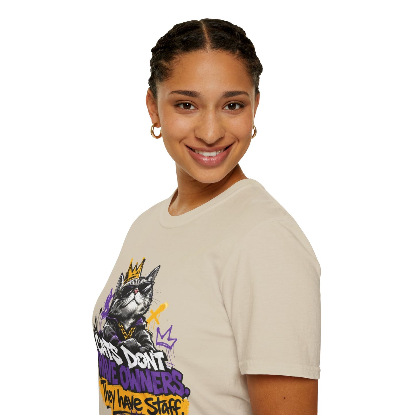 Cat Graphic Tee — "Cats Don't Have Owners They Have Staff"