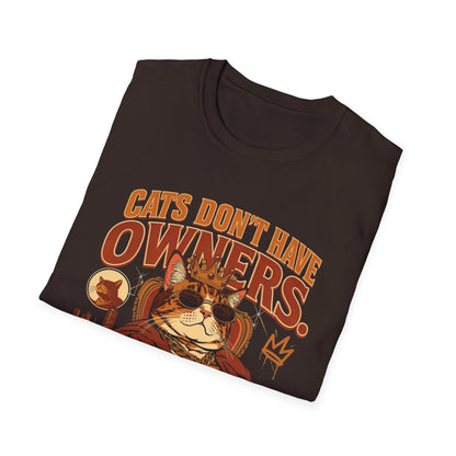 Cat T-Shirt — "Cats Don't Have Owners, They Have Staff" Retro Cat Graphic Tee