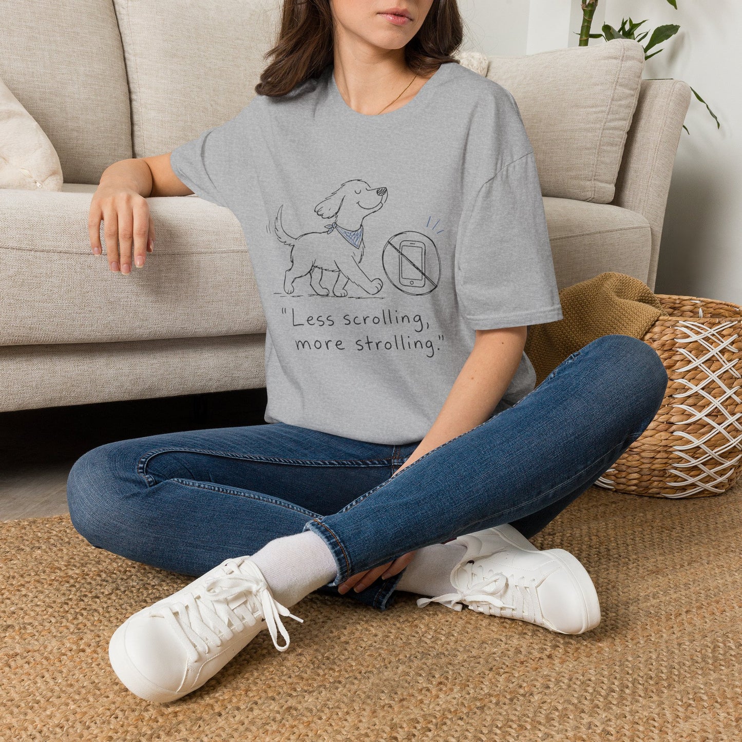 Less Scrolling, More Strolling Dog T-Shirt