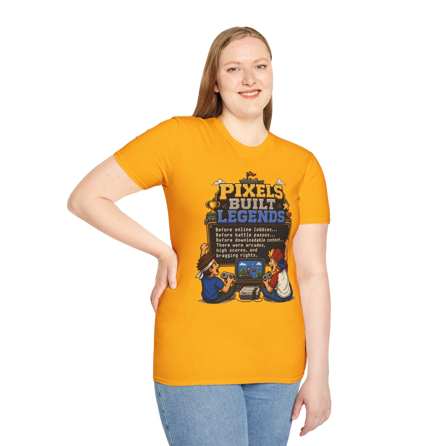 Pixels Built Legends T‑Shirt — Retro Gaming Nostalgia Tee