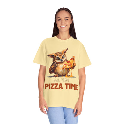 Pizza Time Owl T-Shirt — Cute Owl Eating Pizza Graphic Tee