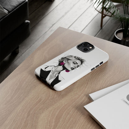 Phone Case — Chic Portrait with Pink Earrings (Stylish Protective Tough Case)