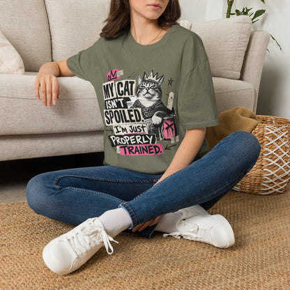 Cat T-Shirt — “My Cat Isn’t Spoiled, I’m Just Properly Trained” Graphic Tee
