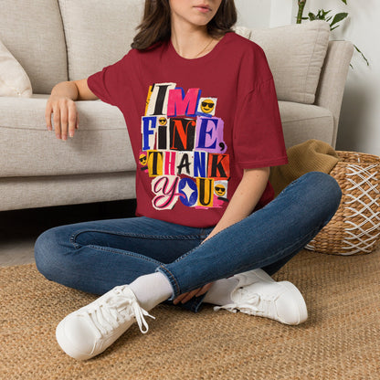 T-Shirt — "I'M FINE, THANK YOU" Retro Collage Graphic Tee