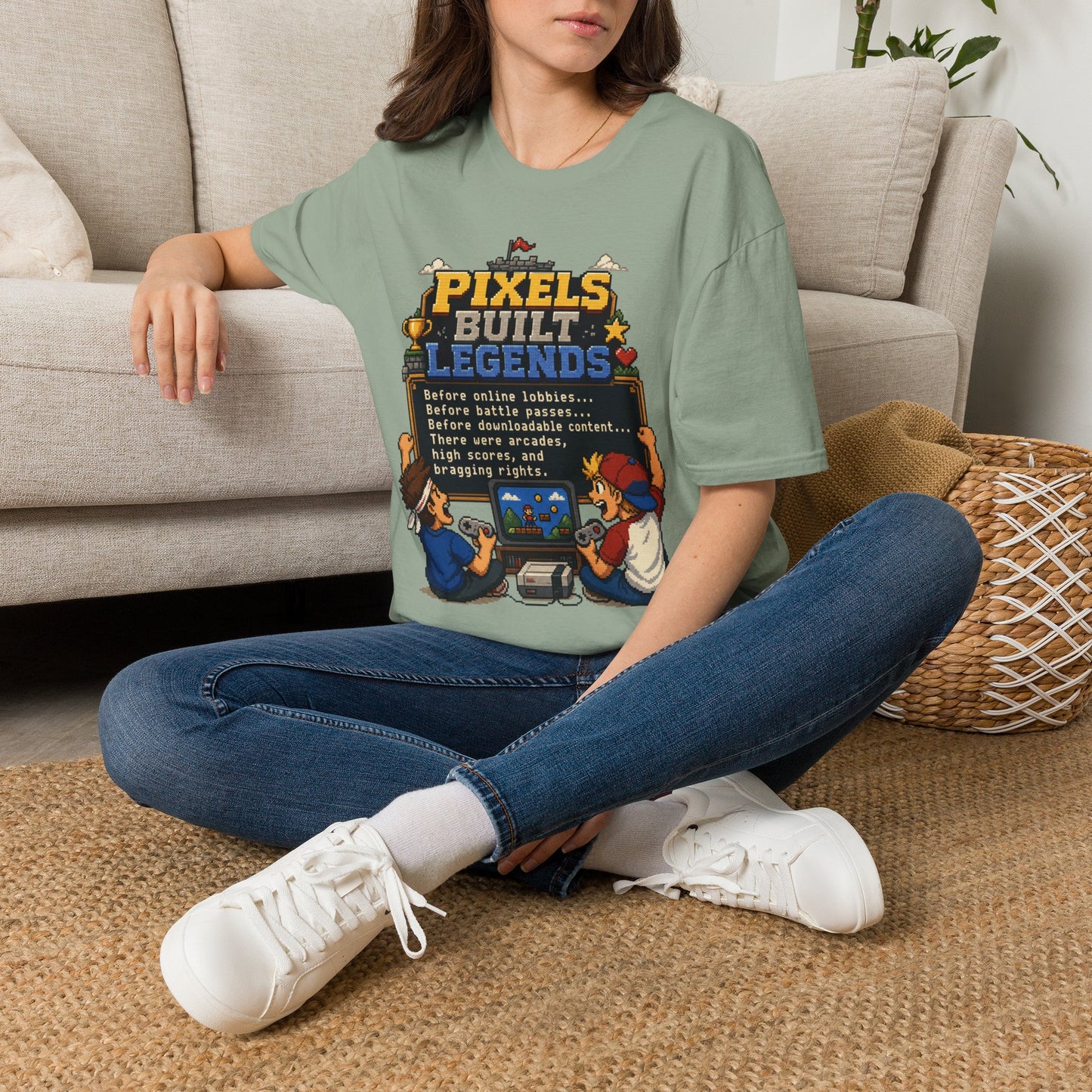 Pixels Built Legends T‑Shirt — Retro Gaming Nostalgia Tee