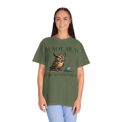 I'm Not Mean Owl T-Shirt — Funny Coffee Owl Tee for Coffee Lovers