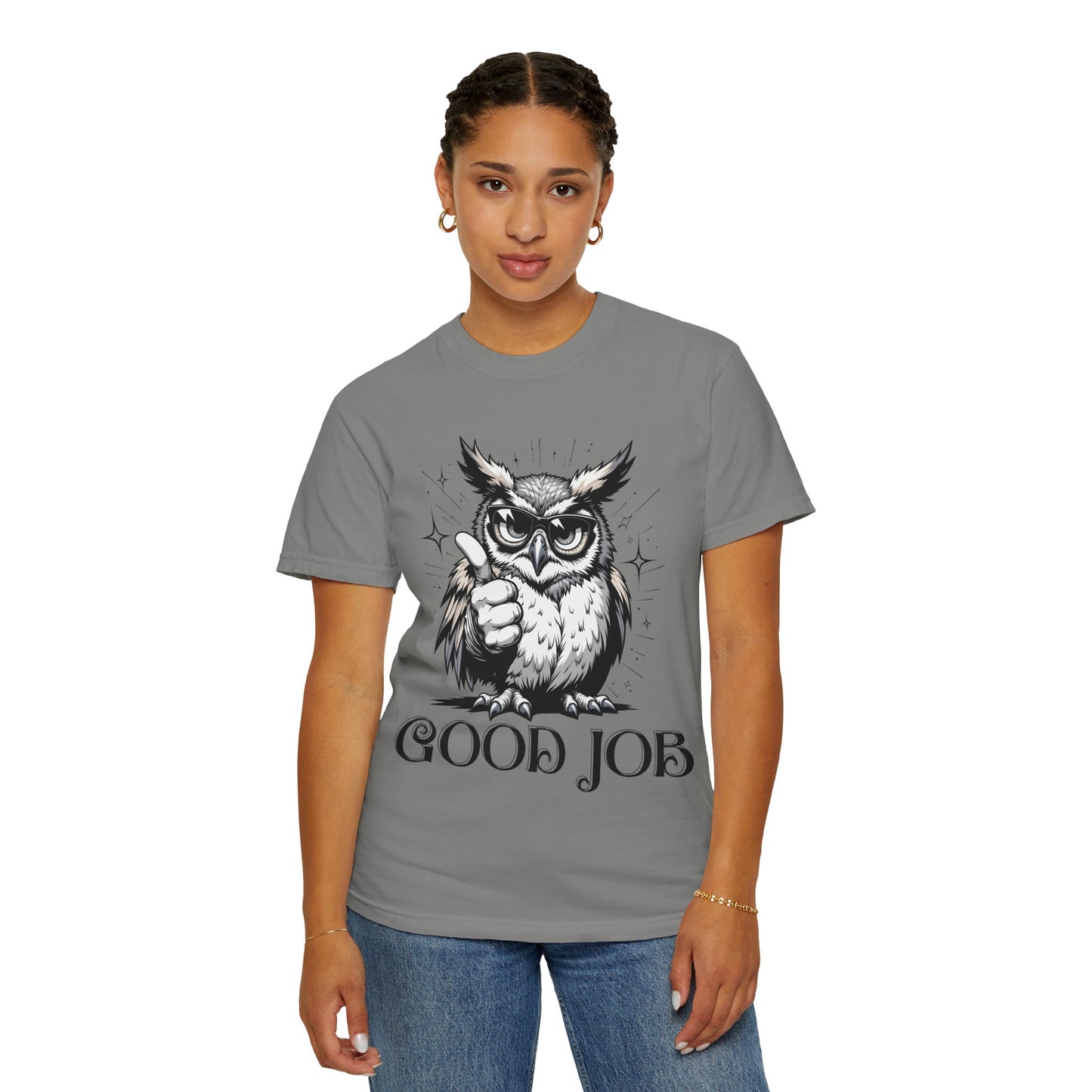 Good Job Owl T-Shirt — Thumbs-Up Retro Owl Graphic Tee