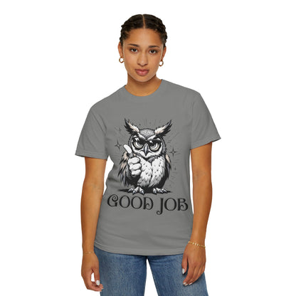 Good Job Owl T-Shirt — Thumbs-Up Retro Owl Graphic Tee