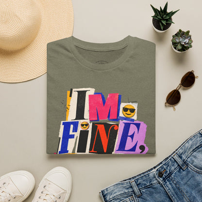 T-Shirt — "I'M FINE, THANK YOU" Retro Collage Graphic Tee