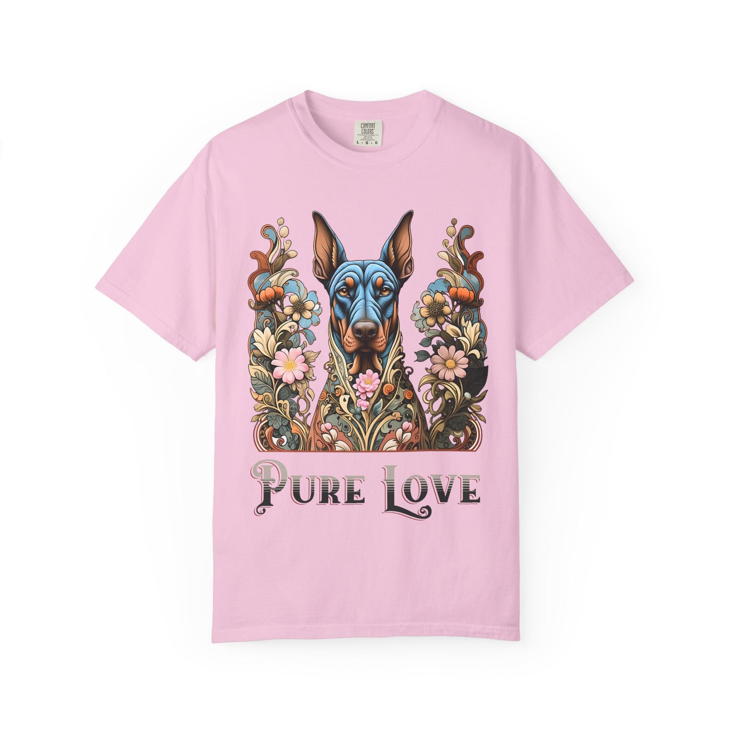 Pure Love Dog Art Unisex T-Shirt - Vibrant Floral Design