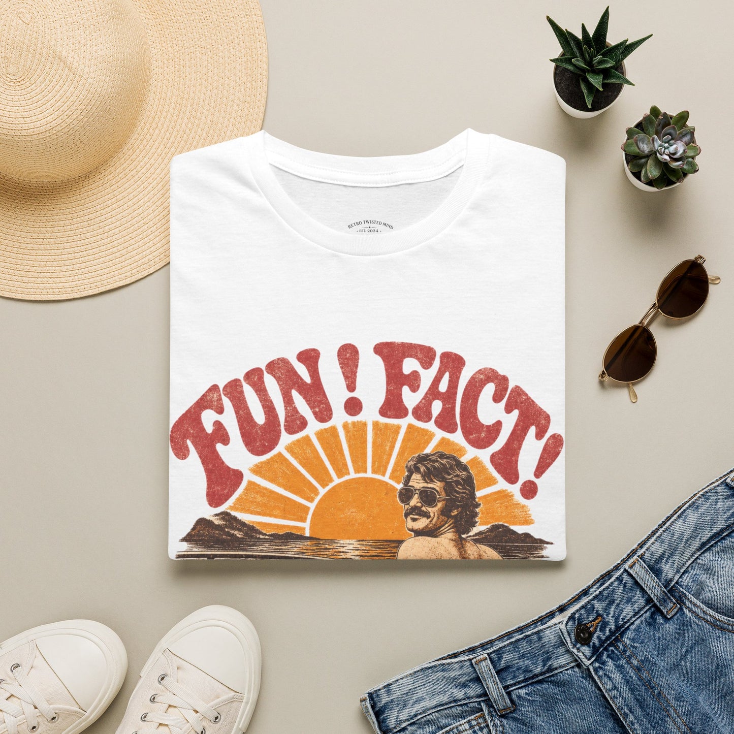 Retro 'FUN! FACT!' Surf Tee — Vintage Sunset Beach Graphic T-Shirt